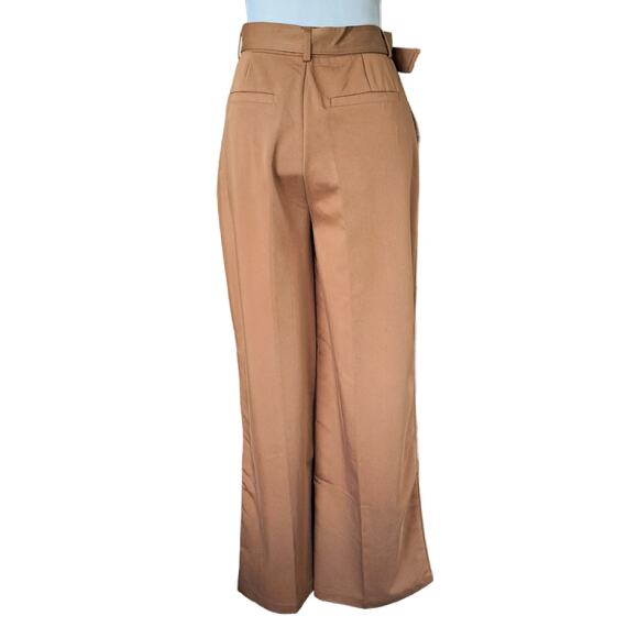 7 For All Mankind Cognac High Waist Wide Leg Pant Small Belted Fall Camel Brown - Picture 2 of 8